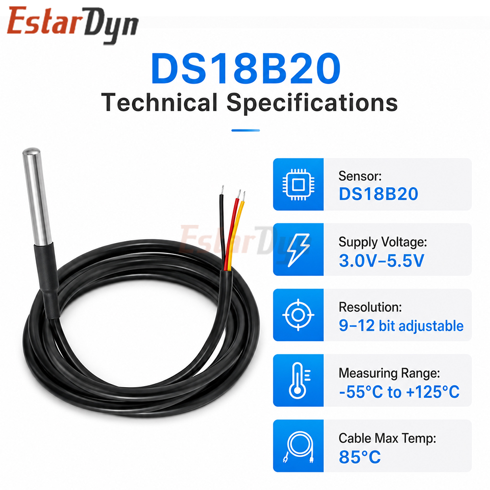 Estardyn DS18B20 Waterproof Di - đánh giá và giá Ds18B20 Temperature Sensor