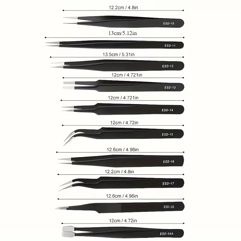 10Pcs ESD Anti‑Static Tweezers - đánh giá và giá Diy Electronics Set