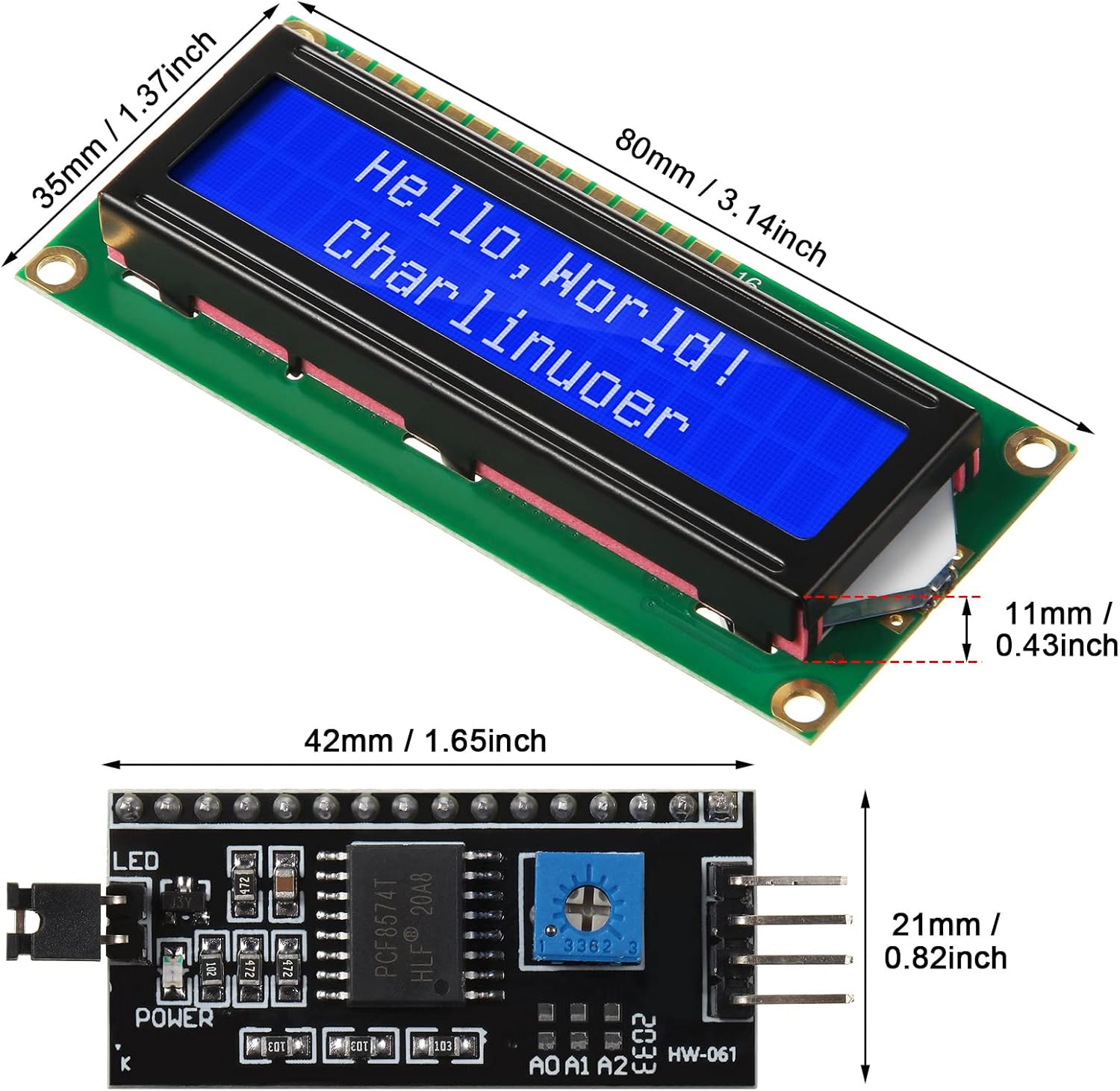 1Set 1602 LCD 20*4 Blue Screen - đánh giá và giá I2C Lcd Display