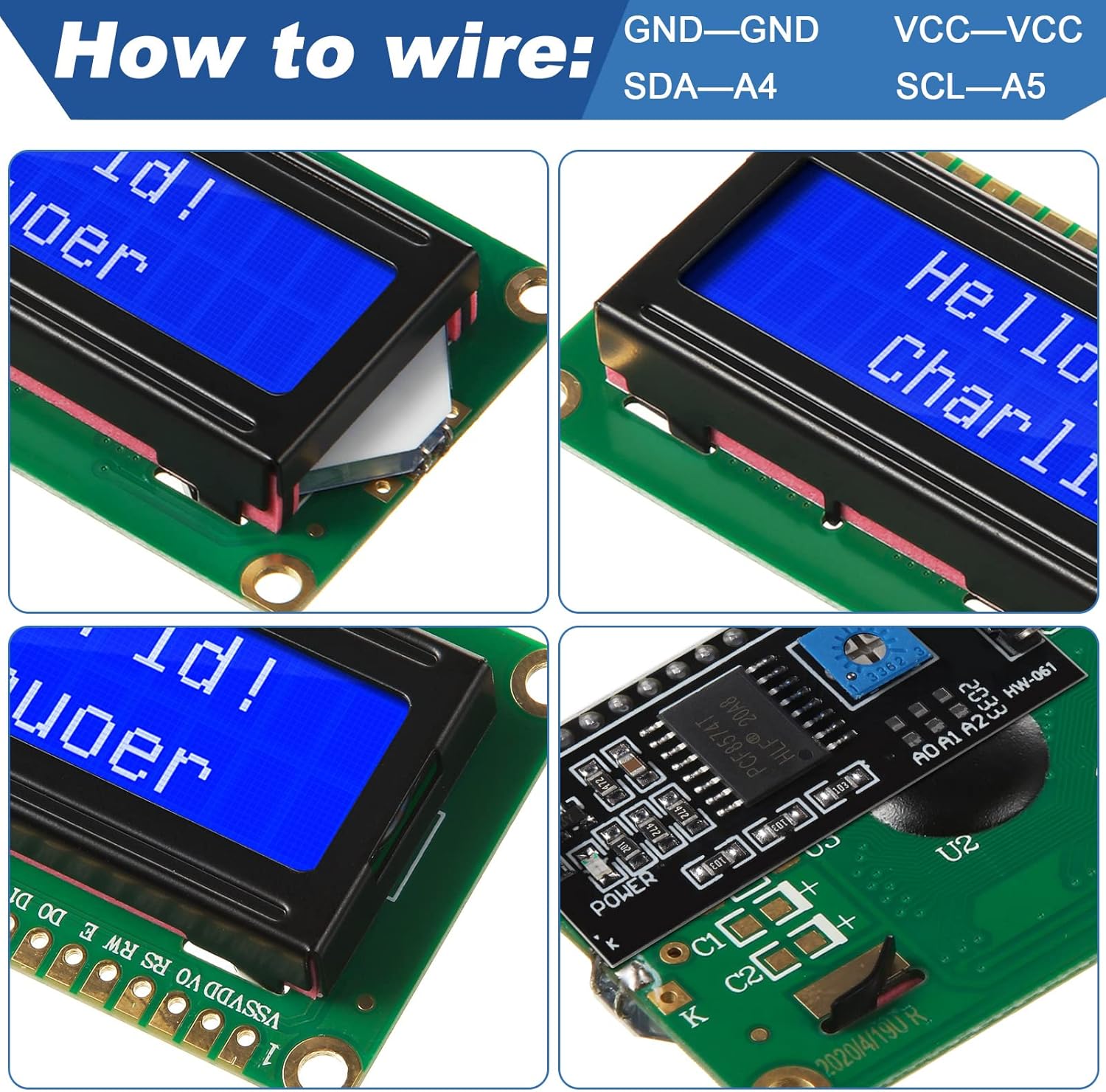 1Set 1602 LCD 20*4 Blue Screen - đánh giá và giá I2C Lcd Display